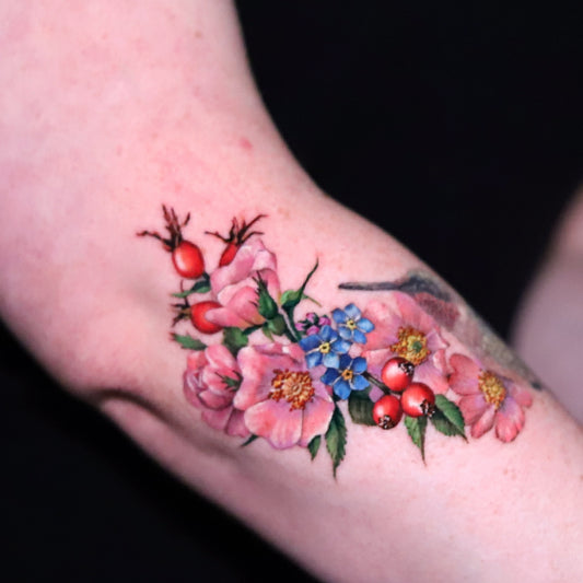 Hummingbird and rosehip