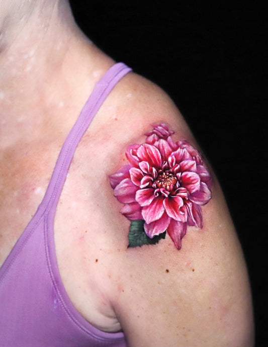 Pink Dahlia tattoo