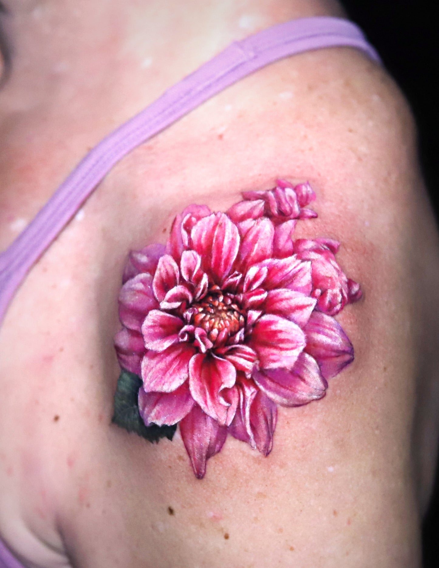 Pink Dahlia tattoo