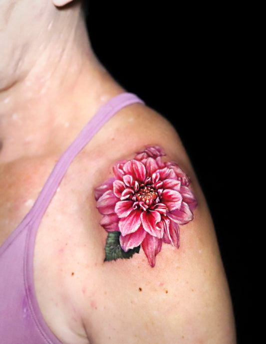 Pink Dahlia tattoo